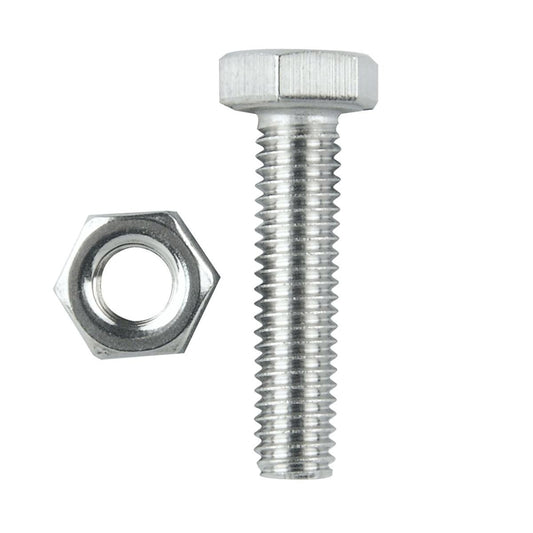 Pinnacle Hex Bolt and Nut - M6 x 25mm - Stainless Steel - 10 Pack - Auzzistore