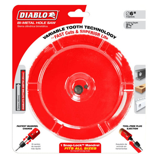 Diablo Bi Metal Hole Saw 152mm - Tool-Free Ejection - Variable Tooth Design - Auzzistore