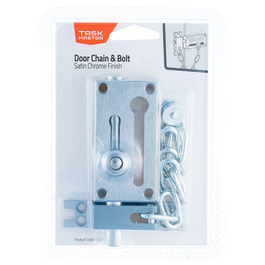 Taskmaster Door Chain Bolt - 52mm - Steel - Satin Chrome Security - Auzzistore
