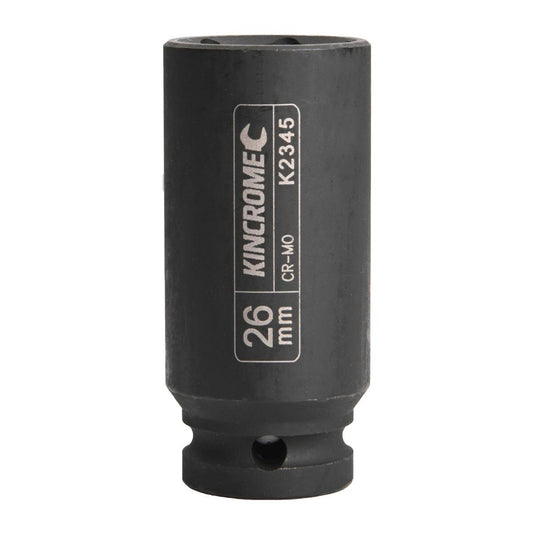 Kincrome 26mm Deep Impact Socket - 1/2" Drive - Chrome Molybdenum Steel - Black - Auzzistore