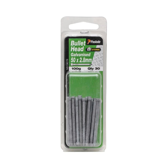 Paslode Bullet Head Nails - 50 x 2 - Galvanised - External Use - 30 Pack - Auzzistore
