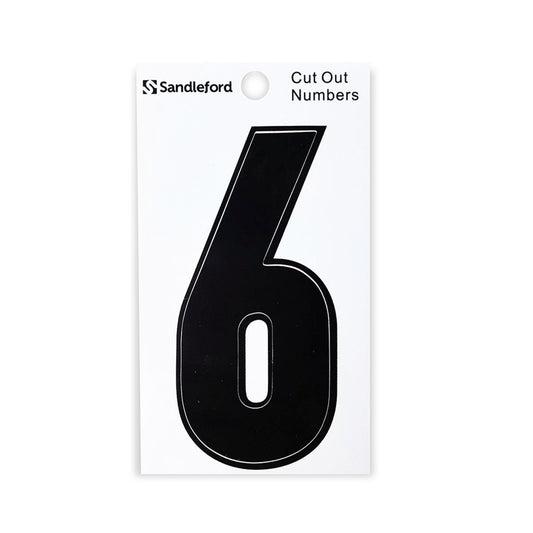 Sandleford Self Adhesive House Number 6 - 85mm - Black - Auzzistore