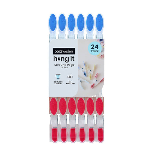 Boxsweden Soft Grip Clothes Pegs 24 Pack - UV Resistant - 250mm x 40mm