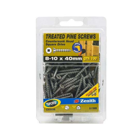 Zenith Countersunk Head Screws 10 x 40mm Tufcote 100 Pack - Auzzistore