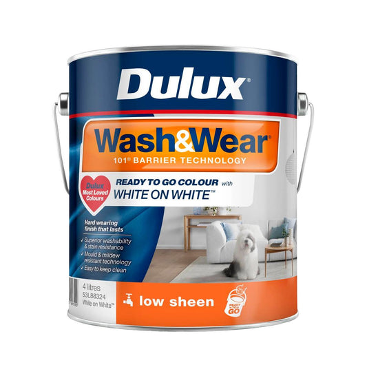 Dulux 4L White on White Low Sheen Interior Paint - Washable - 4L - Auzzistore