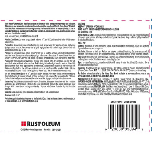 Rust Oleum Chalked Ultra Matt Paint - 887ml Light Tint Base - Indoor Use – view 2 - Auzzistore