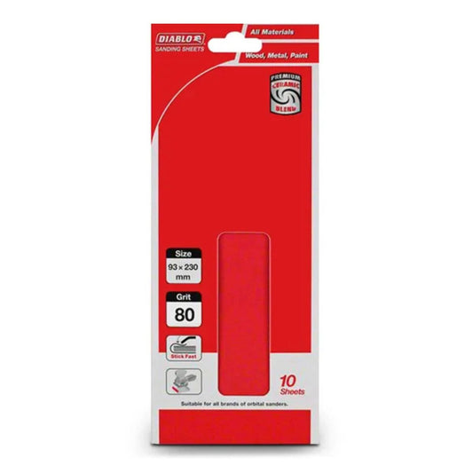 Diablo 93mm x 230mm 80 Grit Abrasive Orbital Sheet 10 Pack - Auzzistore