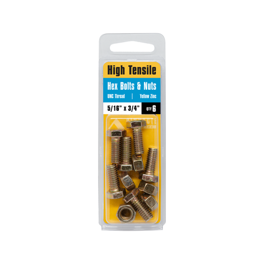 Pinnacle Hi Tensile Bolts and Nuts 6 Pack - 5/16" x 3/4" - Yellow Zinc – view 2 - Auzzistore