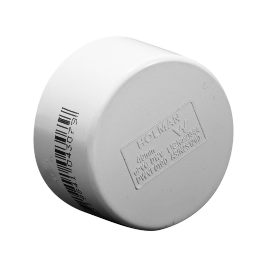 Holman DWV PVC Cap - 40mm - PVC - Sewer and Vent Use - Auzzistore