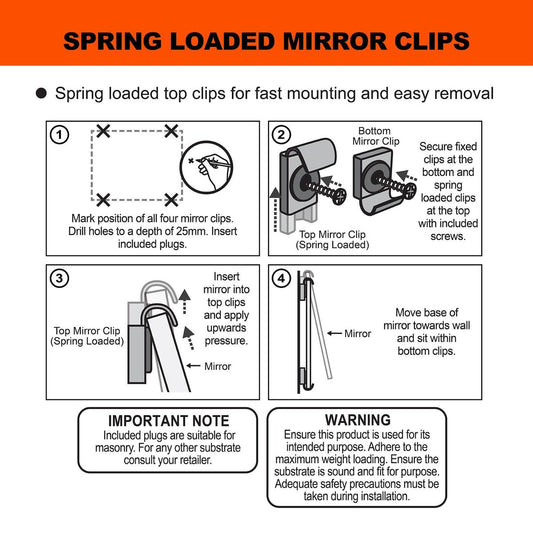 Everhang Mirror Clip Set - 11kg Steel - Easy Install - Secure Hold – view 2