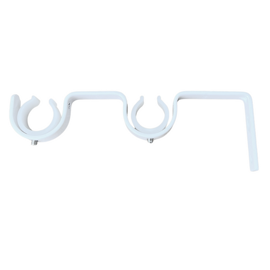 Pillar Curtain Rod Bracket - Double Universal - 16mm & 25mm - White - 1 Pair - Auzzistore