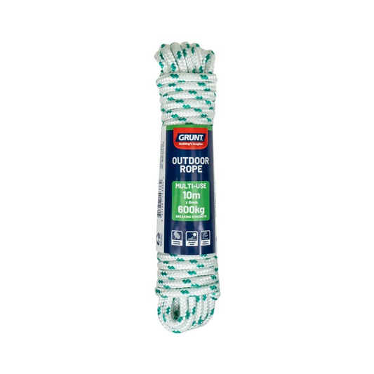 Grunt Outdoor Rope 8mm x 10m PP Multi-Filament UV Safe Durable - Auzzistore