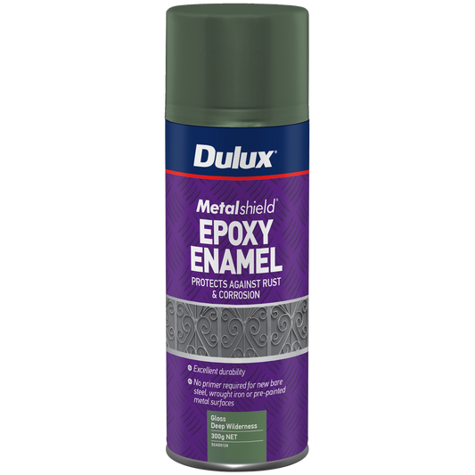 Dulux Metalshield Epoxy Enamel Gloss Spray Paint - 300g - Deep Wilderness - 0.3L - Rust Protection - Auzzistore