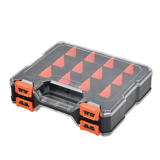 Tactix 315mm Double Sided Organiser - Trade Grade - Removable Dividers - Clear Lid - Auzzistore