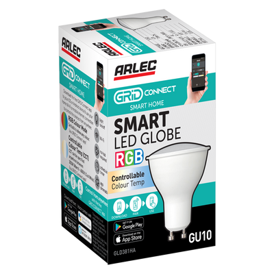 Arlec Smart GU10 LED Globe 5.5W 420lm RGB CCT - Dimmable - 3000K-6500K