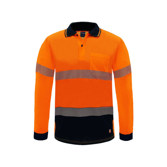 Citeco Orange Hi Vis Long Sleeve Polo Small - Lightweight - Breathable - Reflective