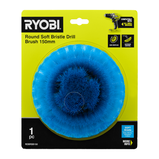 Ryobi 150mm Round Soft Bristle Brush - Light-Duty Cleaning Tool – view 2 - Auzzistore