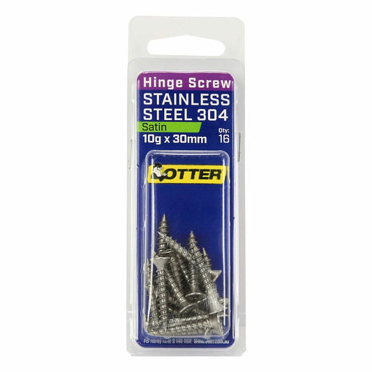 Otter 10 x 30mm Satin Stainless Steel 304 Hinge Screws 16 Pack - Auzzistore