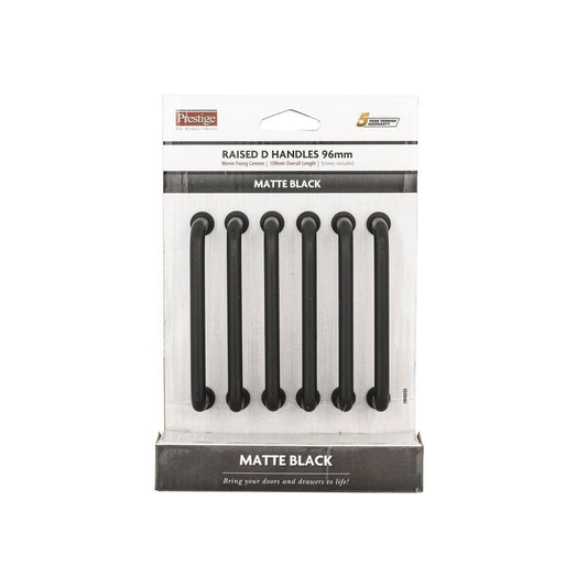Prestige 109mm Black Raised D Handle - Zinc Alloy - 6 Pack - Durable