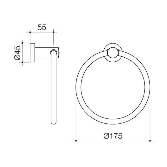 Caroma Matte Black Cosmo Towel Ring 175mm x 45mm x 55mm - Black – view 2