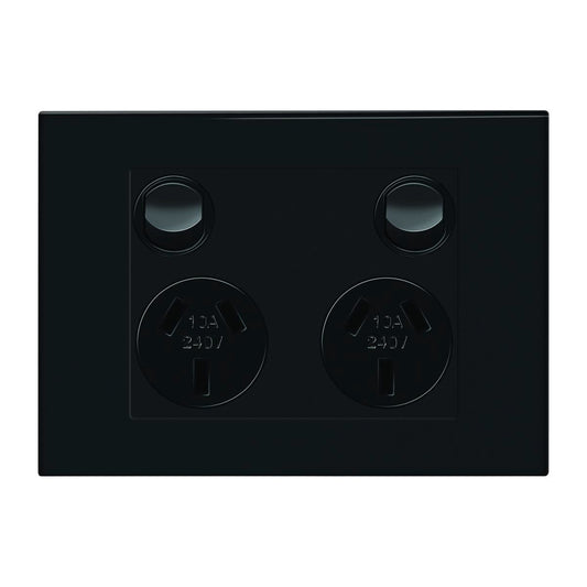 HPM Vivo Double Powerpoint 2 Gang 118mm x 85mm Grey - Safety Shutters, Easy Installation - Auzzistore