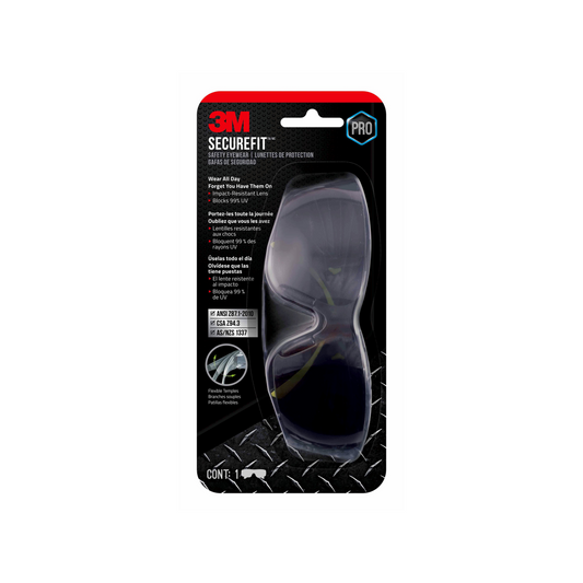 3M SecureFit 400 Safety Eyewear - Gray - Anti Fog - Impact Resistant - 1 Pair