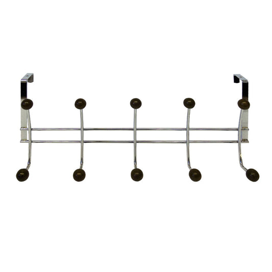 Adoored 10 Hook Satin Chrome Over the Door Hook Rack - Steel - Durable – view 2