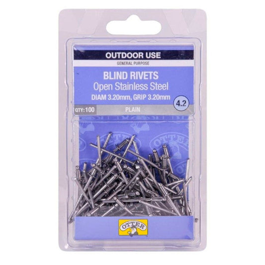 Otter Open Stainless Steel Blind Rivets 2 x 3 2mm 100 Pack Durable - Auzzistore