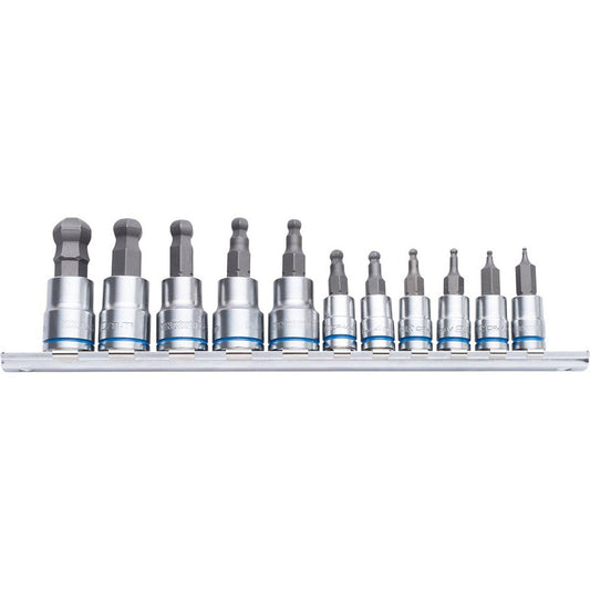 Kincrome 11 Piece Metric Short Series Ball End Hex Socket Set - 1/4" & 3/8" Drive - Chrome Vanadium Steel - Auzzistore