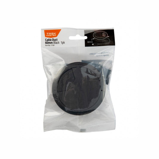 Taskmaster 60mm Black Cable Duct - Cable Management Solution - Easy Install