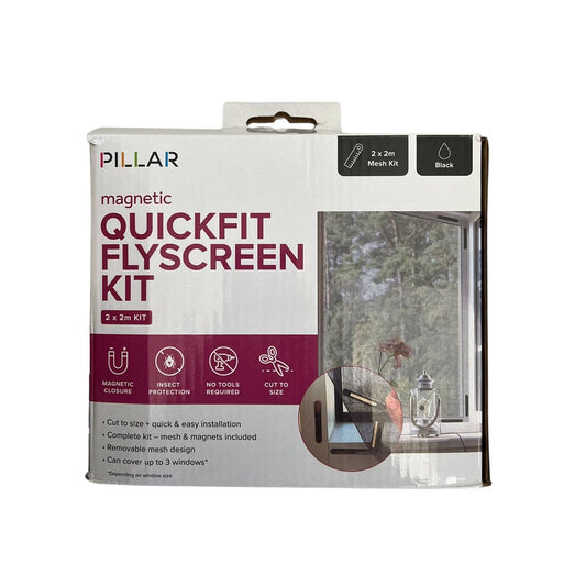 Pillar Magnetic Flyscreen Kit - 2 x 2m - Black - Insect Control - Easy Install - Auzzistore