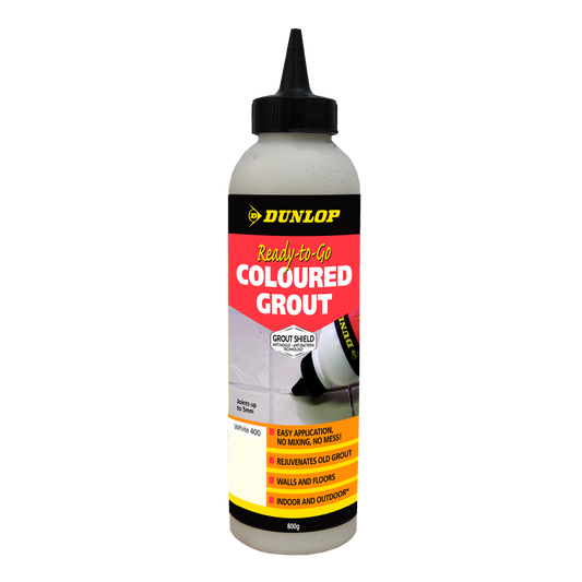 Dunlop Ready-to-Go Coloured Grout White 800g Easy Apply Anti Mould