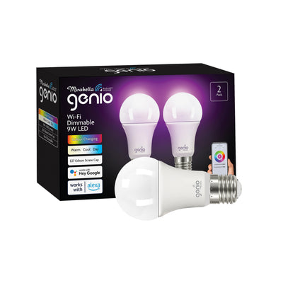 Mirabella Genio B22 800lm RGB Wi-Fi 9W Smart Globe - 2 Pack