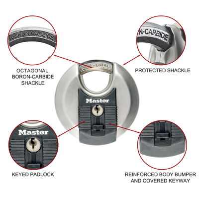 Master Lock 70mm Excell Disc Padlock - Stainless Steel - High Security