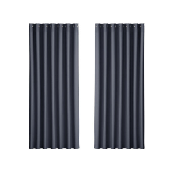 Artiss 2X Blockout Curtains Eyelet 240x230cm Charcoal