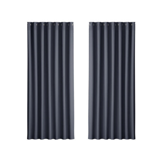 Artiss 2X Blockout Curtains Eyelet 240x230cm Charcoal