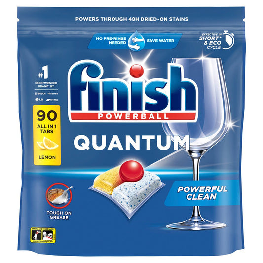 Finish Quantum Lemon Dishwashing Tablets 90 Pack - 256mm x 305mm x 120mm - Rapid Dissolving - Tough on Grease