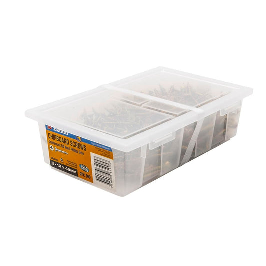 Zenith 8 Countersunk Rib Head Chipboard Screws 10 x 40mm - 500 Pack - Auzzistore
