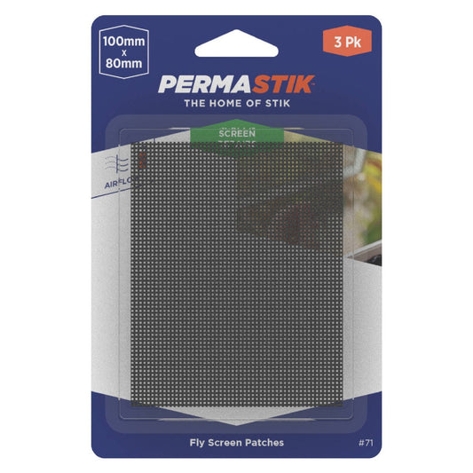 Permastik Adhesive Screen Patches 100x80mm Fibreglass 3 Pack