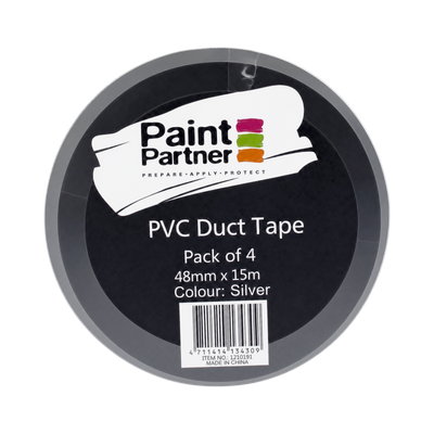Paint Partner Silver Duct Tape 48mm x 15m PVC 4 Pack Moisture Resistant
