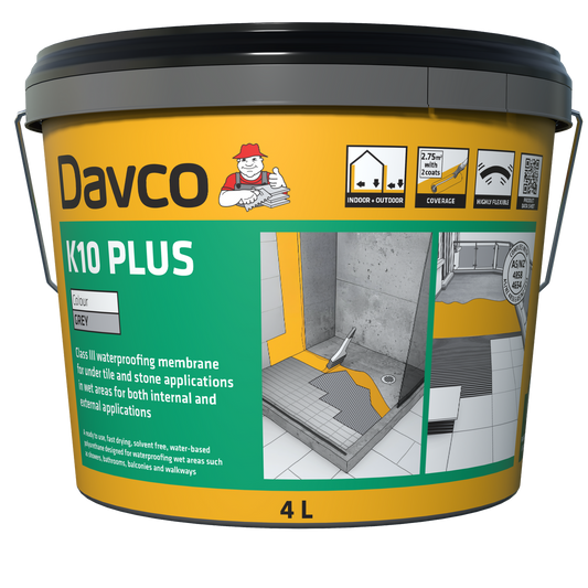 Davco K10 Plus Waterproofing Membrane 4L - Grey - Class III - 500% Flexibility - Auzzistore