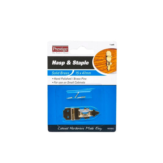 Prestige Decorative Brass Hasp and Staple 15 x 47mm Durable Finish - Auzzistore