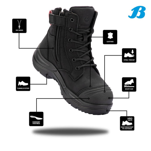 Bata Industrials Women’s Black Luna Zip Side Safety Boot US Size 5 - Steel Toe - Slip Resistant - Durable Leather – view 2