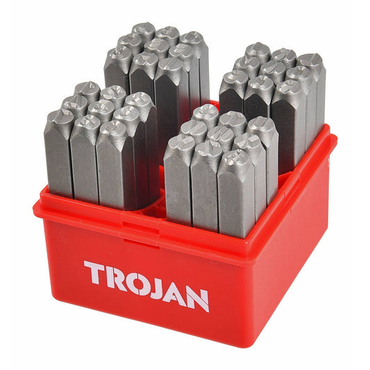 Trojan 36pc Letter Number Stamp Set - 130mm x 130mm x 100mm - Durable Stamps - Auzzistore