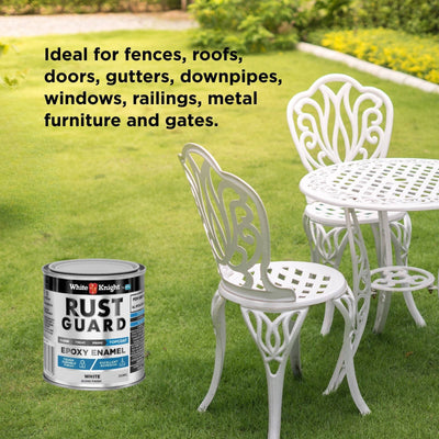 White Knight Rust Guard 250ml Epoxy Enamel Paint - White Gloss - UV-Resistant