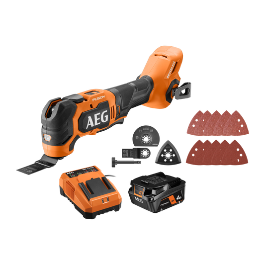 AEG 18V Fusion Multi Function Tool Kit - 4Ah Battery - 158mm x 147mm x 368mm - Auzzistore