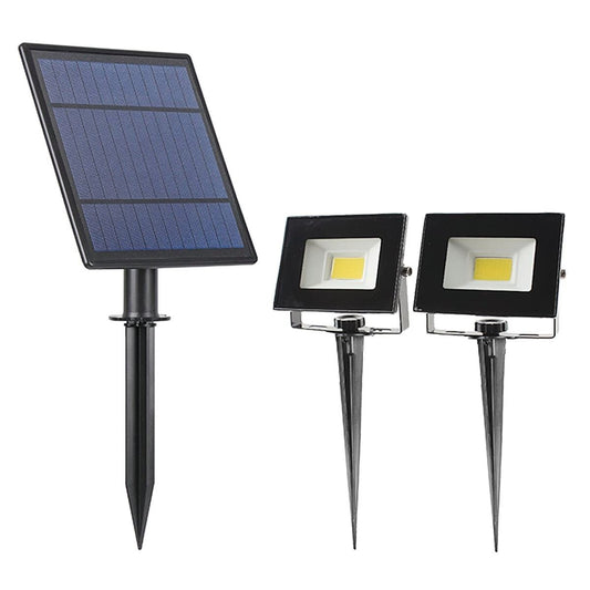 Gardenglo 500lm Solar Powered Twin Flood Lights - Black - 7mm