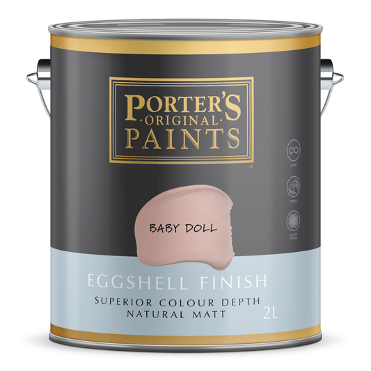 Porter S Baby Doll Washable Paint 2L - Eggshell Finish - 162mm x 156mm x 141mm - Auzzistore