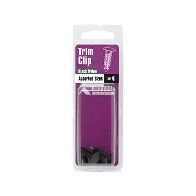 Pinnacle Black Nylon Trim Clips 4 Pack 13x24mm 14x15mm Durable Fastening