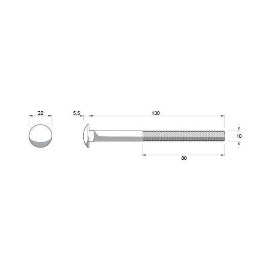 Zenith M10 x 130mm Hot Dip Galvanised Cup Head Bolts Nuts Each – view 2 - Auzzistore